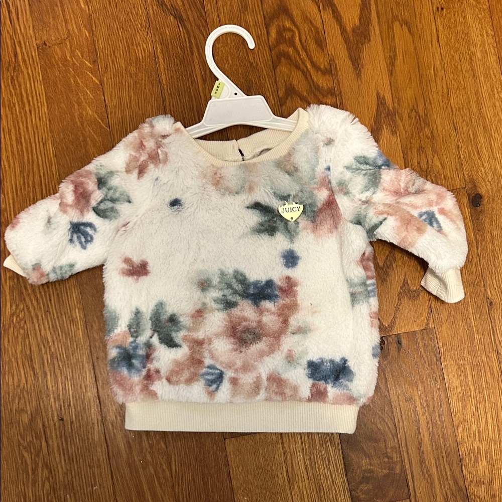 Juicy Couture Kids' Floral Fleece Sweatshirt - Cream and Pink